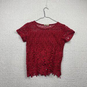 Y2K Louis Red Floral Lace Top Coquette Whimsy Valentine Romantic Boho Fairy Read
